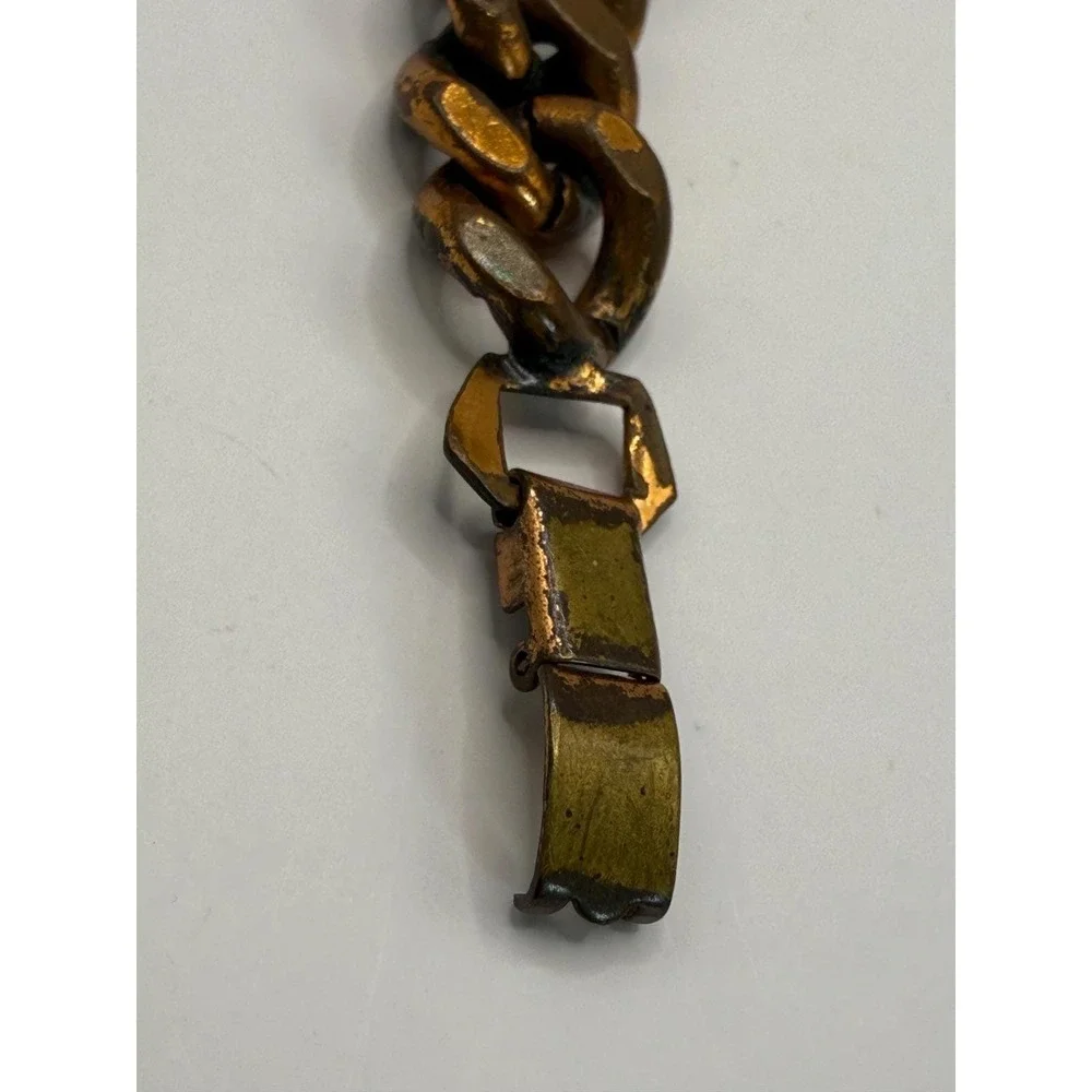 Vintage Gold Tone Chunky Curb Link Bracelet‎ – Heavy Chain Statement Style